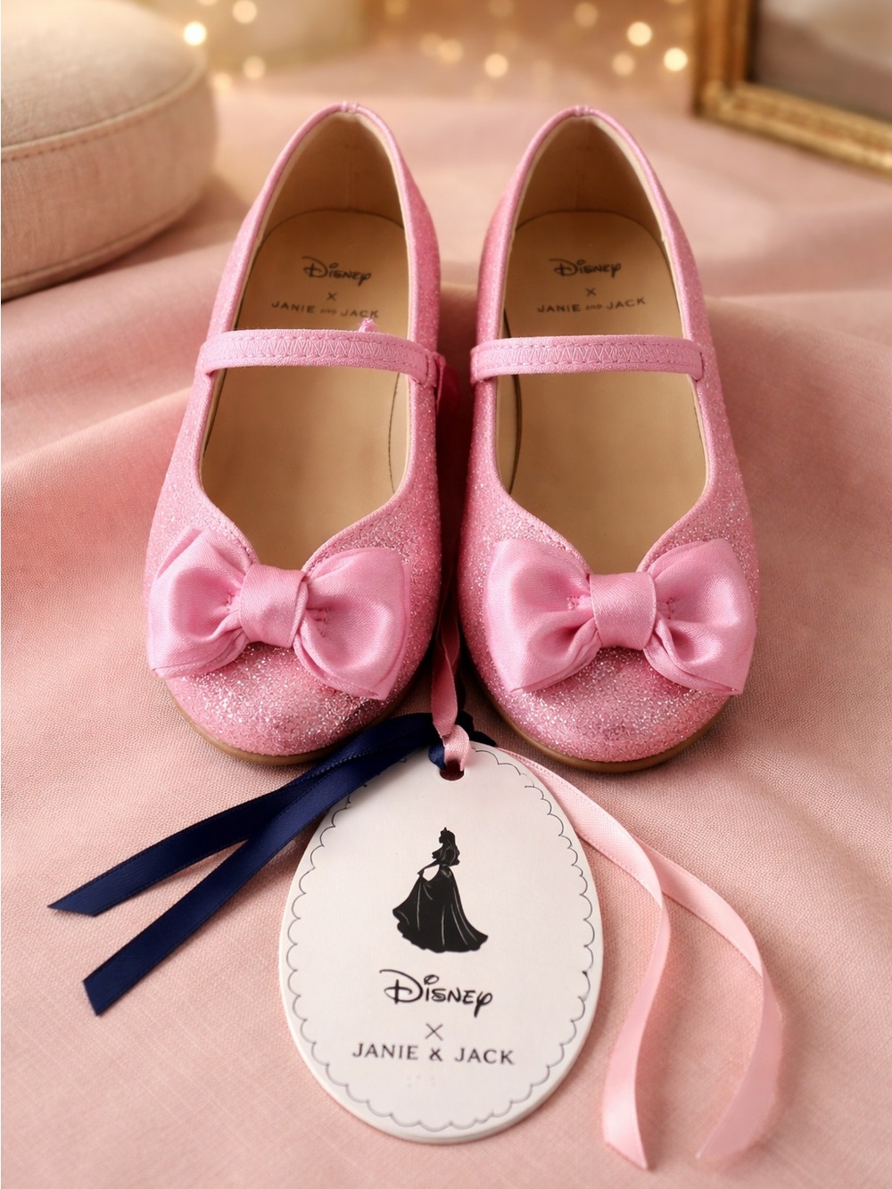 Mary Jane Girls' Pink Glitter Bow Dress Shoes